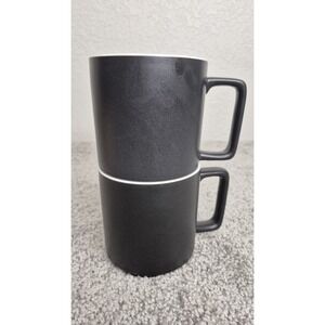 Two Noritake Colortrio Graphite Fine Porcelain 16 oz Coffee Mugs